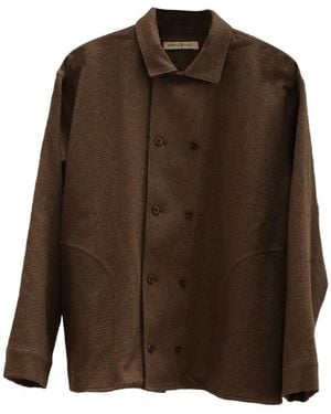 AVIVA JIFEI XUE Boxy Double-Breasted Shirt Jacket - Brown