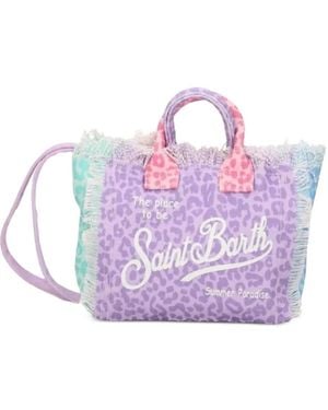 MC2 Saint Barth Leopard-Print Frayed Tote Bag - Purple