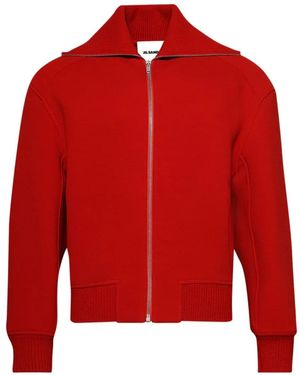 Jil Sander Zip Bomber Jacket - Red