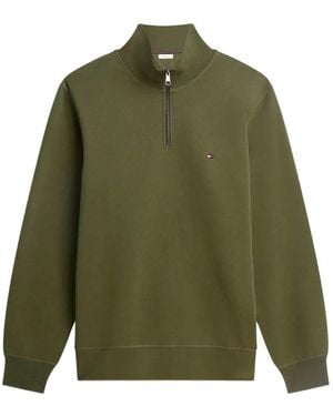 Tommy Hilfiger Bestickter Pullover Mit Viertelreißverschluss - Grün
