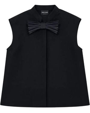 Giorgio Armani Bow-Detail Sleeveless Blouse - Black