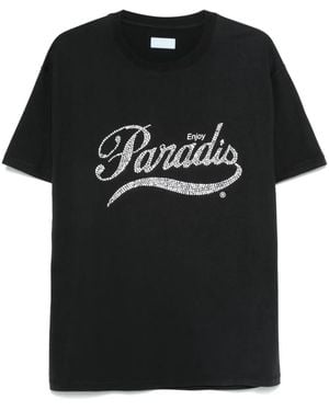 3.PARADIS Camiseta Con Logo De Cristales - Negro