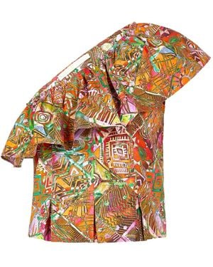 Marie Oliver Mccauley Ruffled One-Shoulder Top - Brown