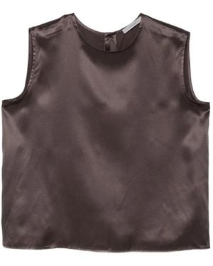 Dusan Crepe Satin Top - Brown