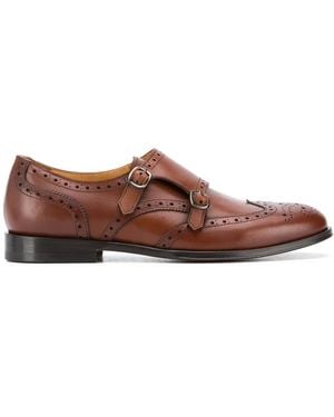 SCAROSSO Kate Leather Monk Shoes - Brown