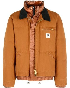 Sacai Layered Corduroy-Collar Padded Jacket - Orange