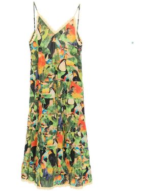 FARM Rio Bird Leaves Ruffled Maxi Dress - White