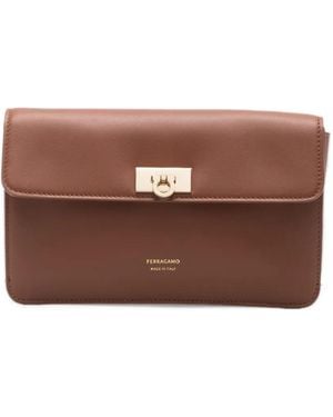 Ferragamo Harley Leather Shoulder Bag - Brown