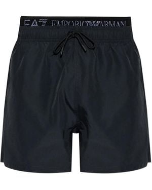 EA7 Pantalones Cortos De Chándal Con Logo - Azul