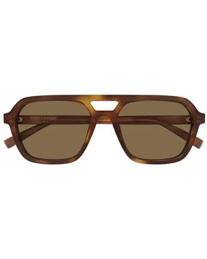 Saint Laurent Pilot-Frame Sunglasses - Brown