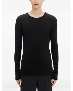Ann Demeulemeester Long-sleeve ribbed T-shirt - Schwarz