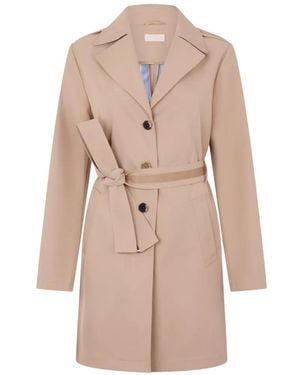 Liu Jo Long Trench Coat With Belt - Natural