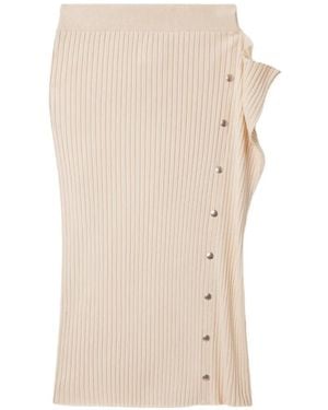 Stella McCartney Gerippter Midirock Mit Druckknöpfen - Weiß