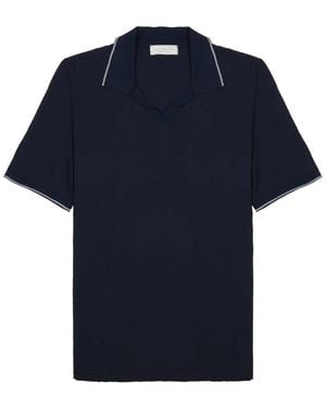 LUIGI GENTILE Contrast-Trim Cotton T-Shirt - Blue