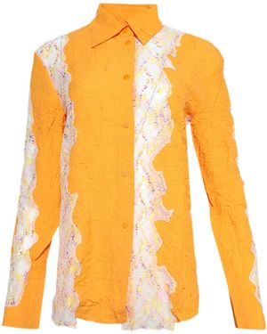 Christopher Esber Crimped Blouse Met Kant - Oranje