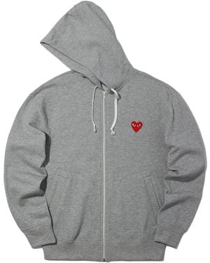 COMME DES GARÇONS PLAY 5 Heart-Print Cotton Hoodie - Grey