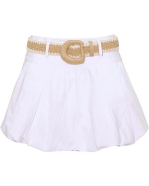 Cara Cara Belted Bubble-Hem Shorts - White