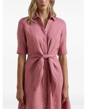 Ralph Lauren Tie-Front Shirt Dress - Red