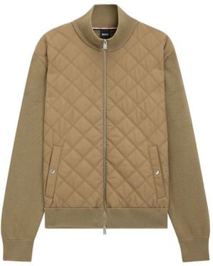 BOSS Quilted Zip-Up Jacket - Natural
