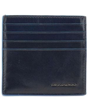 Piquadro Embossed-Logo Leather Cardholder - Blue
