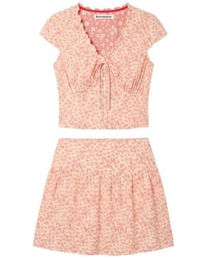Reformation Dorothea Floral-Print Skirt And Blouse Set - Roze