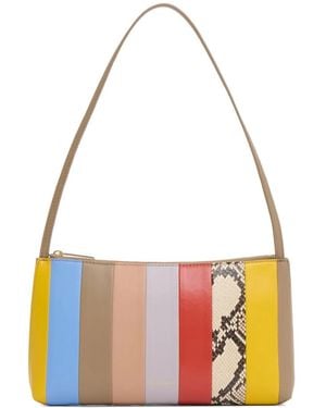 Mansur Gavriel Gestreifte Gaia Schultertasche aus Schlangenleder - Weiß