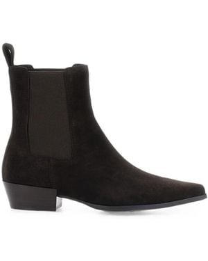 strategia shoes Nina Suede Pointed-Toe Ankle Boots - Black