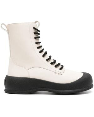 Bally Lace-Up Leather Boots - Natural