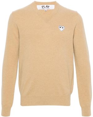 COMME DES GARÇONS PLAY Heart-Patch Wool Jumper - Natural