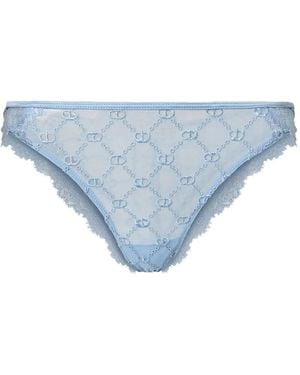 Twinset Frayed Lace Thong - Blue