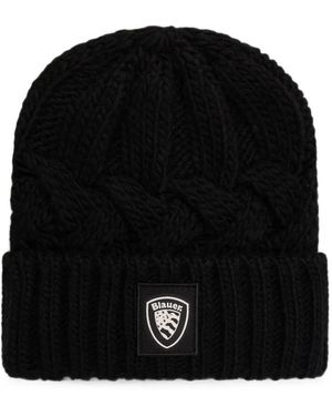 Blauer Corwin Cable-Knit Beanie Hat - Black