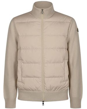 Moncler Padded Wool Zip-Up Cardigan - Natural