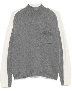 Semicouture Two-Tone Pocket-Detail Sweater - Gray