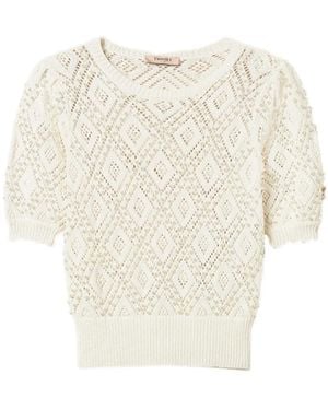 Twinset Diamond-Pattern Top - Natural