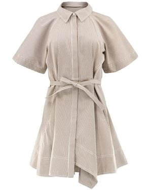 A.L.C. Julie Striped Tie-Waist Asymmetric Dress - White