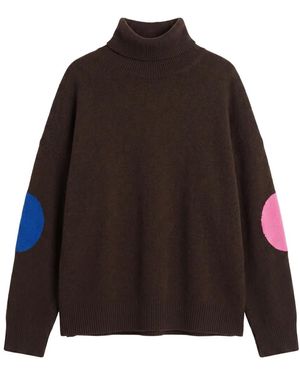 Chinti & Parker Elbow-Patch Roll-Neck Jumper - Brown