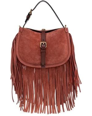 Etro Medium Fringe-Trimmed Buckle-Fastening Shoulder Bag - Red
