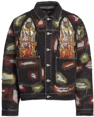 Who Decides War X Ev Bravado All-Over Embroidery Trucker Jacket - Black