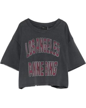 Anine Bing 'Johnny' Cropped Tee - Black