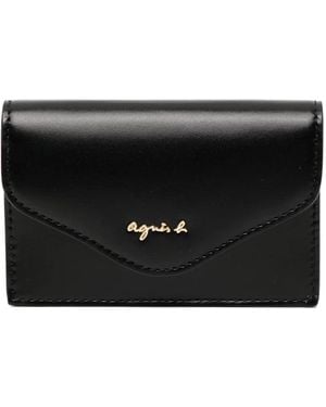 agnès b. Ava Leather Card Case Wallet - Black