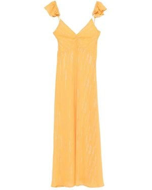 forte_forte Ruffled-Detail Sleeveless Maxi Dress - Metallic