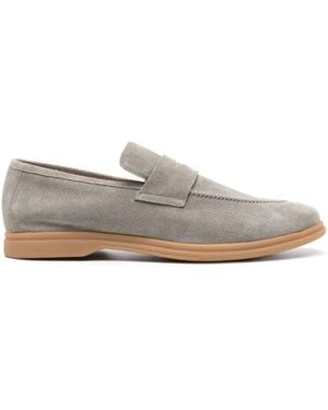 Eleventy Perforated Suede Penny Loafers - Grey