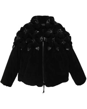 JUNTAE KIM Floral-Embellishment Down Jacket - Black