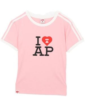 AAPE BY A BATHING AP Printed T-Shirt - Pink