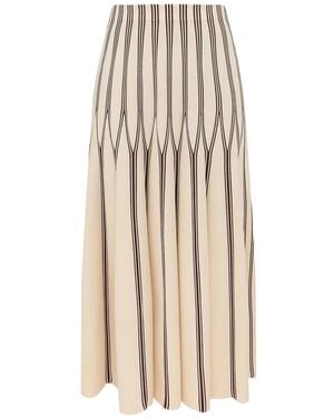 Zimmermann Valiant Striped Midi Skirt - Natural