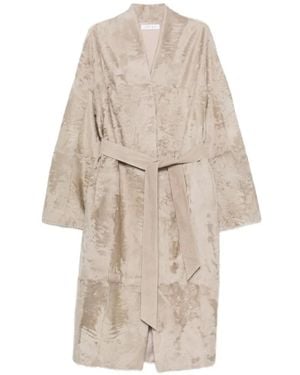 Liska Buttoned Belted Coat - White
