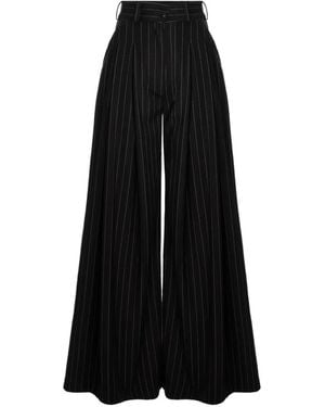 Hamza Kimi Striped Wide-Leg Trousers - Black