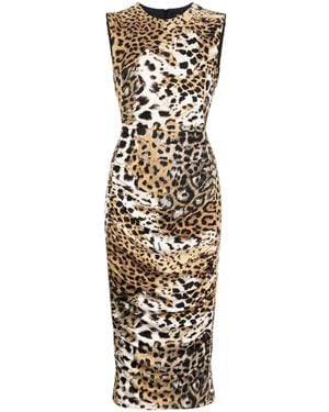 Roberto Cavalli プリント ギャザードレス - メタリック