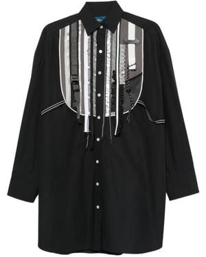 Kolor Paneled Long-Sleeve Shirt - Black