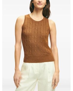 Brooks Brothers Cable-Knit Sleeveless Top - Brown